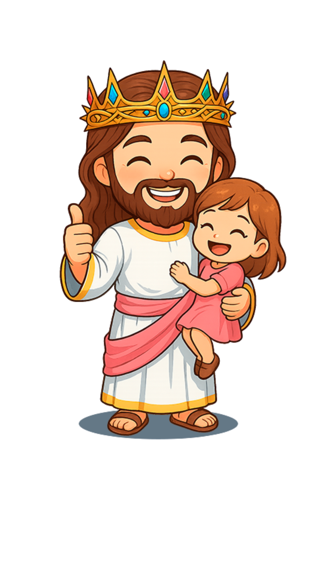 Happy child showing a colored bible drawing
